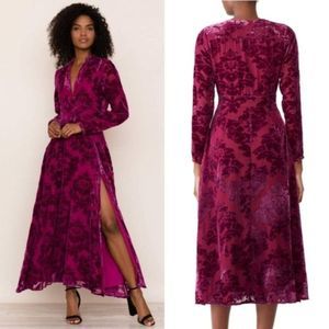 Yumi Kim Caroll Burn Out Velvet Midi Dress L